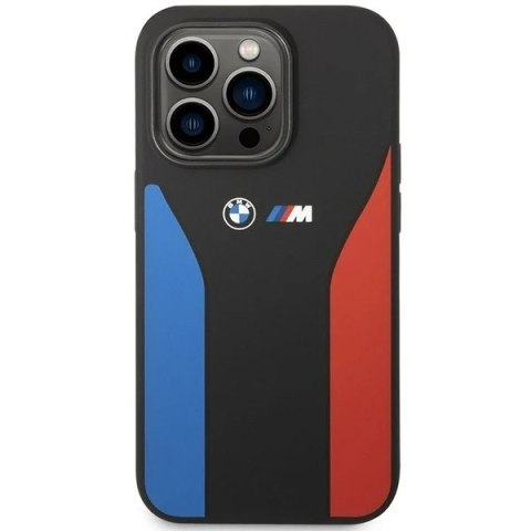 Etui na telefon BMW BMHCP14L22SCSK do Apple iPhone 14 Pro 6,1" czarny/black Silicone Blue&Red Stripes M Collection