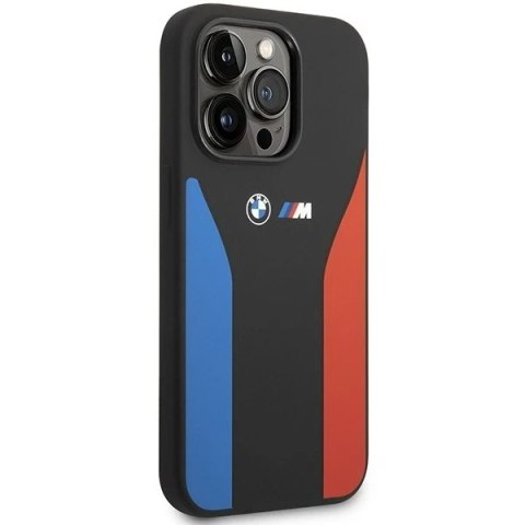 Etui na telefon BMW BMHCP14L22SCSK do Apple iPhone 14 Pro 6,1" czarny/black Silicone Blue&Red Stripes M Collection