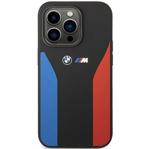 Etui na telefon BMW BMHCP14L22SCSK do Apple iPhone 14 Pro 6,1" czarny/black Silicone Blue&Red Stripes M Collection