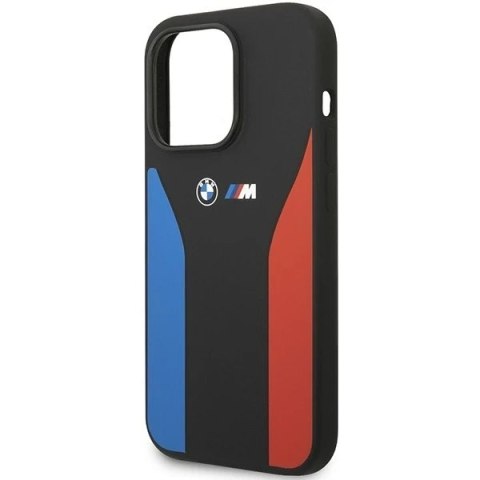 Etui na telefon BMW BMHCP14L22SCSK do Apple iPhone 14 Pro 6,1" czarny/black Silicone Blue&Red Stripes M Collection