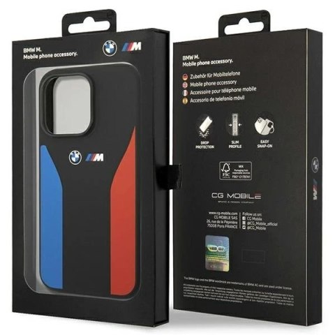 Etui na telefon BMW BMHCP14L22SCSK do Apple iPhone 14 Pro 6,1" czarny/black Silicone Blue&Red Stripes M Collection
