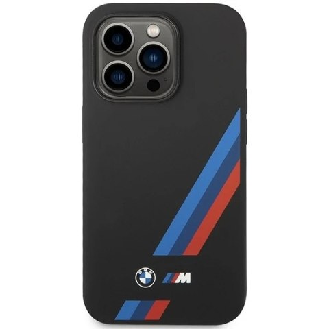 Etui na telefon BMW BMHCP14L22SOTK do Apple iPhone 14 Pro 6,1" czarny/black Silicone Slanted Sttripes
