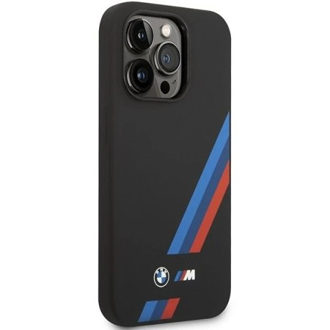 Etui na telefon BMW BMHCP14L22SOTK do Apple iPhone 14 Pro 6,1" czarny/black Silicone Slanted Sttripes