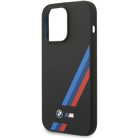 Etui na telefon BMW BMHCP14L22SOTK do Apple iPhone 14 Pro 6,1" czarny/black Silicone Slanted Sttripes