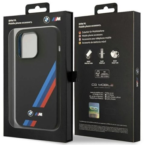 Etui na telefon BMW BMHCP14L22SOTK do Apple iPhone 14 Pro 6,1" czarny/black Silicone Slanted Sttripes