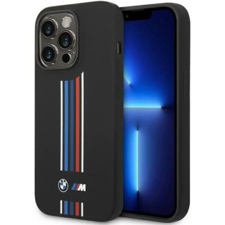 Etui na telefon BMW BMHCP14L22SWTK do Apple iPhone 14 Pro 6,1" czarny/black Silicone Vertical Tricolor Lines