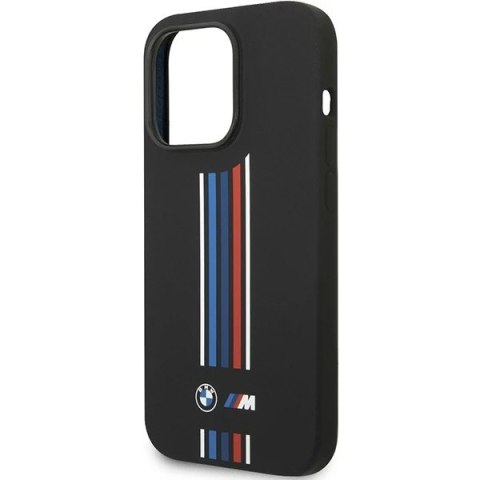 Etui na telefon BMW BMHCP14L22SWTK do Apple iPhone 14 Pro 6,1" czarny/black Silicone Vertical Tricolor Lines