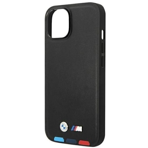 Etui na telefon BMW BMHCP14M22PTDK do Apple iPhone 14 Plus 6,7" czarny/black Leather Stamp Tricolor