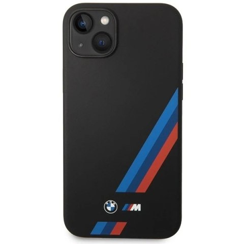 Etui na telefon BMW BMHCP14M22SOTK do Apple iPhone 14 Plus 6,7" czarny/black Silicone Slanted Sttripes