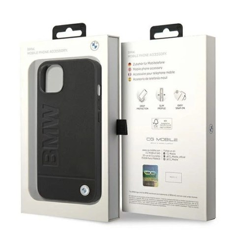 Etui na telefon BMW BMHCP14MSLLBK do Apple iPhone 14 Plus 6,7" czarny/black Leather Stamp