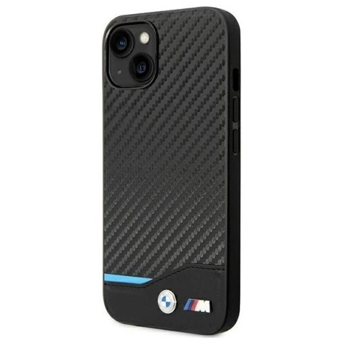 Etui na telefon BMW BMHCP14S22NBCK do Apple iPhone 14 6,1" czarny/black Leather Carbon