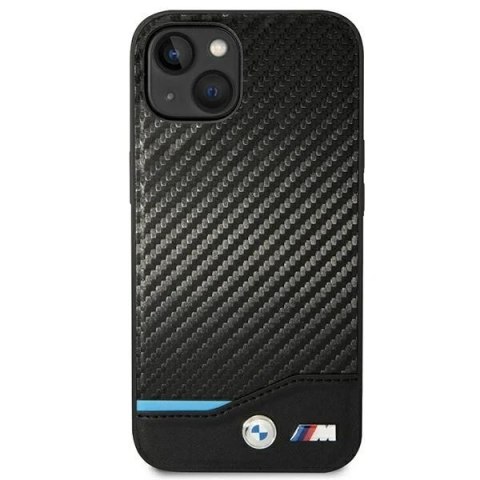 Etui na telefon BMW BMHCP14S22NBCK do Apple iPhone 14 6,1" czarny/black Leather Carbon