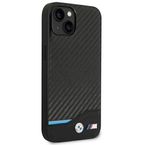 Etui na telefon BMW BMHCP14S22NBCK do Apple iPhone 14 6,1" czarny/black Leather Carbon