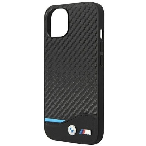Etui na telefon BMW BMHCP14S22NBCK do Apple iPhone 14 6,1" czarny/black Leather Carbon