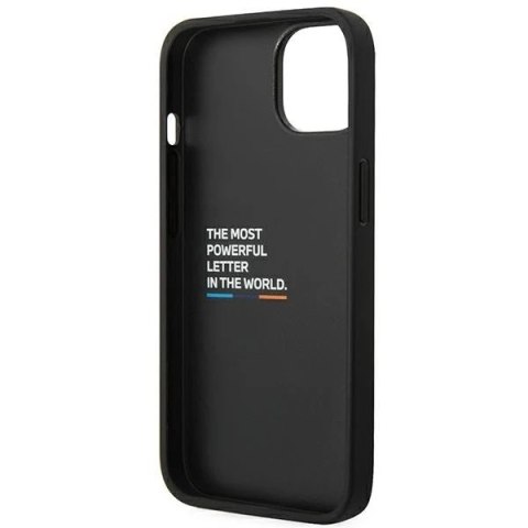 Etui na telefon BMW BMHCP14S22PTDK do Apple iPhone 14 6,1" czarny/black Leather Stamp Tricolor