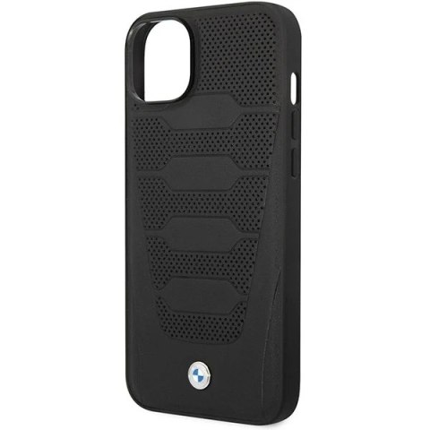 Etui na telefon BMW BMHCP14S22RPSK do Apple iPhone 14 6,1" czarny/black Leather Seats Pattern
