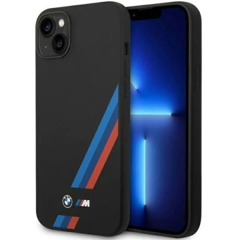 Etui na telefon BMW BMHCP14S22SOTK do Apple iPhone 14 6,1" czarny/black Silicone Slanted Sttripes