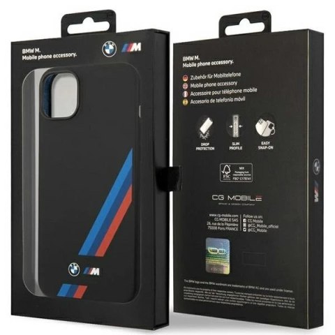 Etui na telefon BMW BMHCP14S22SOTK do Apple iPhone 14 6,1" czarny/black Silicone Slanted Sttripes