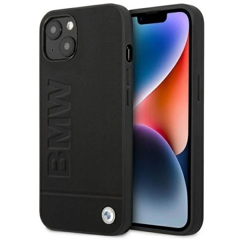 Etui na telefon BMW BMHCP14SSLLBK do Apple iPhone 14 6,1" czarny/black Leather Stamp