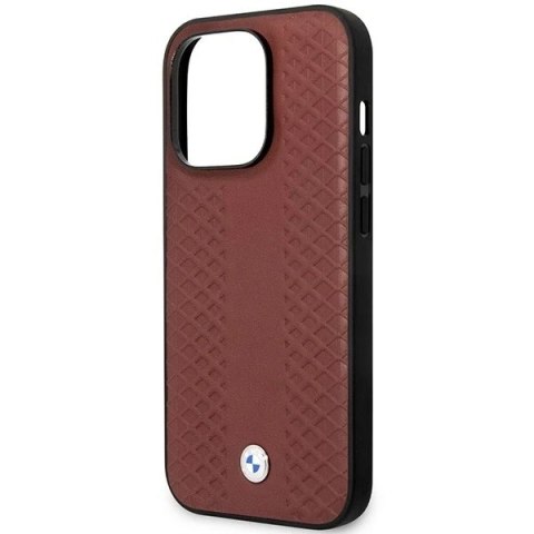 Etui na telefon BMW BMHMP14L22RFGR do Apple iPhone 14 Pro 6,1" burgundowy/burgundy Leather Diamond Pattern MagSafe