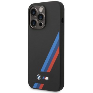 Etui na telefon BMW BMHMP14L22SOTK do Apple iPhone 14 Pro 6,1" czarny/black Silicone Slanted Sttripes MagSafe