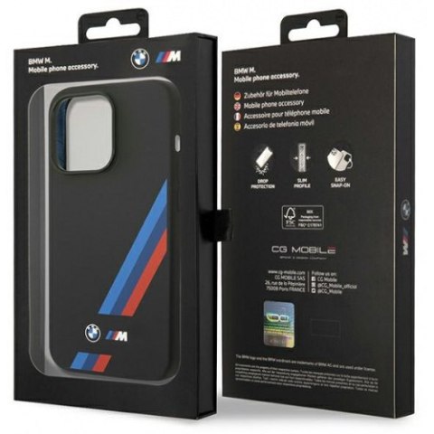 Etui na telefon BMW BMHMP14L22SOTK do Apple iPhone 14 Pro 6,1" czarny/black Silicone Slanted Sttripes MagSafe