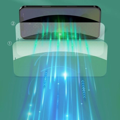 Baseus 2x zielone szkło hartowane 0,3 mm z filtrem Anti Blue Light iPhone 12 Pro Max (SGAPIPH67N-LP02)