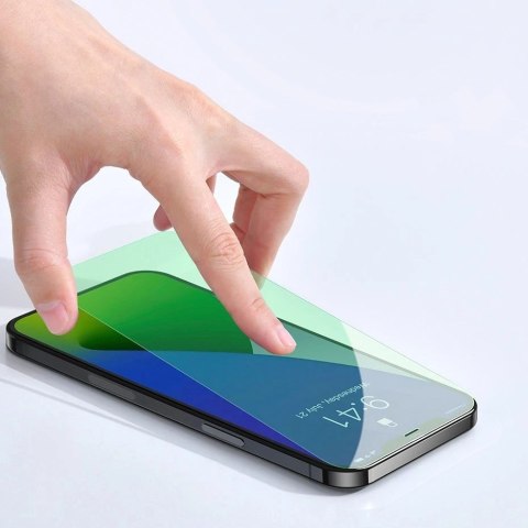 Baseus 2x zielone szkło hartowane 0,3 mm z filtrem Anti Blue Light iPhone 12 Pro Max (SGAPIPH67N-LP02)