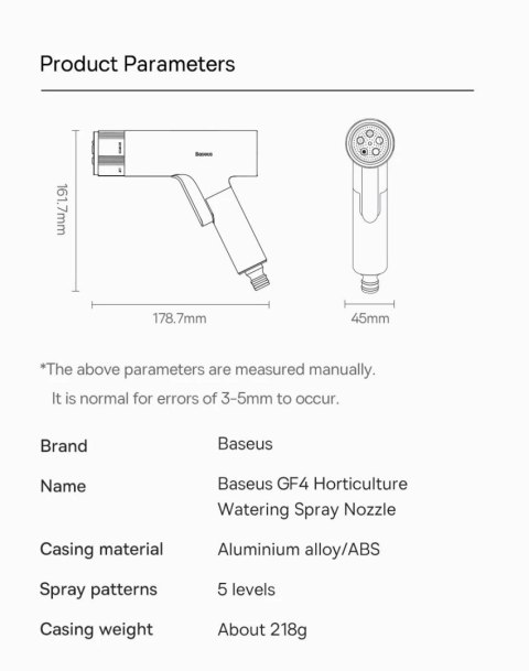 Baseus GF4 dysza do mycia samochodu + wąż 15M czarny (CPYY010101)