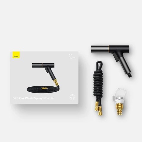 Baseus pistolet do mycia samochodu Baseus - zraszacz, myjka do auta 15 m - czarny (GF5)