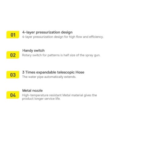 Baseus pistolet do mycia samochodu Baseus - zraszacz, myjka do auta 15 m - czarny (GF5)