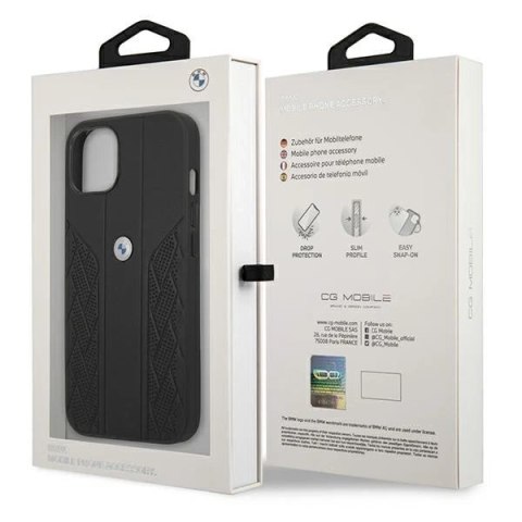 Etui BMW BMHCP13MRSPPK do Apple iPhone 13 6,1" hardcase Leather Curve Perforate