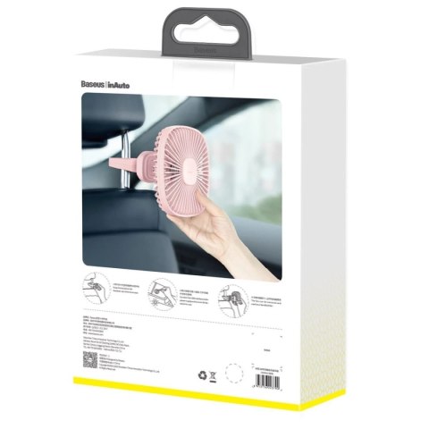 Samochodowy wentylator / wiatrak Baseus Natural Wind na zagłówek, magnetyczny (różowy)