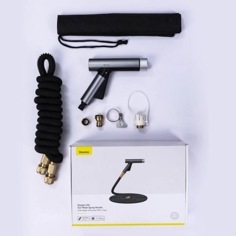 Wąż z dyszą Baseus Simple Life do mycia samochodu, 15 m ze strumieniem wody (czarny)