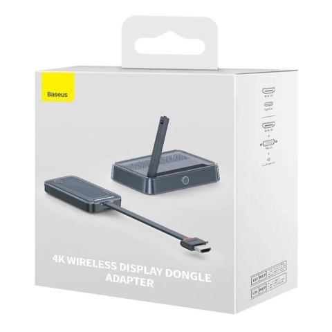 Adapter do bezprzewodowego przesyłania obrazu Baseus, HDMI, USB-C, 4K (szary)