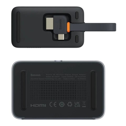 Adapter do bezprzewodowego przesyłania obrazu Baseus, HDMI, USB-C, 4K (szary)