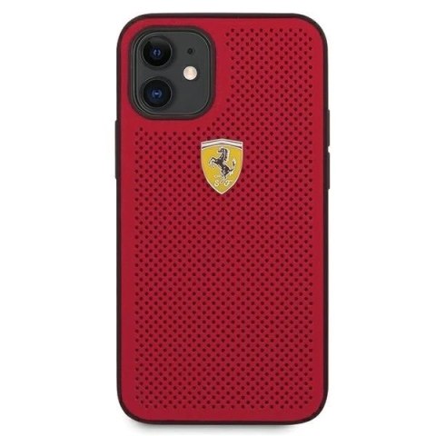 Etui na telefon Ferrari iPhone 12 mini 5,4" czerwony/red hardcase On Track Perforated