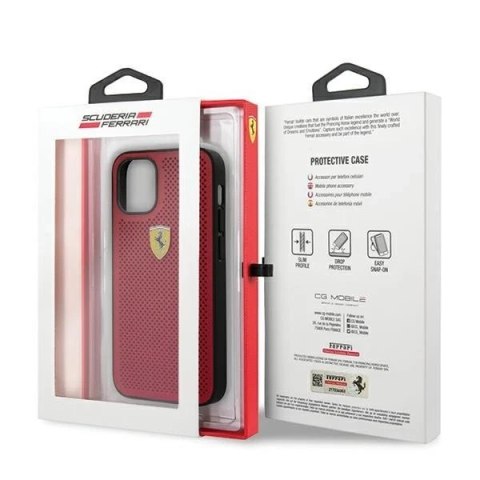 Etui na telefon Ferrari iPhone 12 mini 5,4" czerwony/red hardcase On Track Perforated