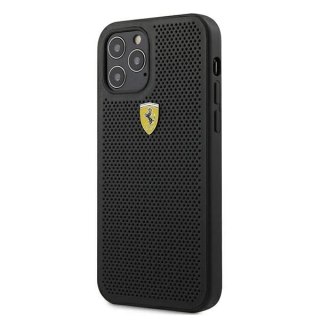 Etui na telefon Ferrari iPhone 12/12 Pro 6,1" czarny/black hardcase On Track Perforated