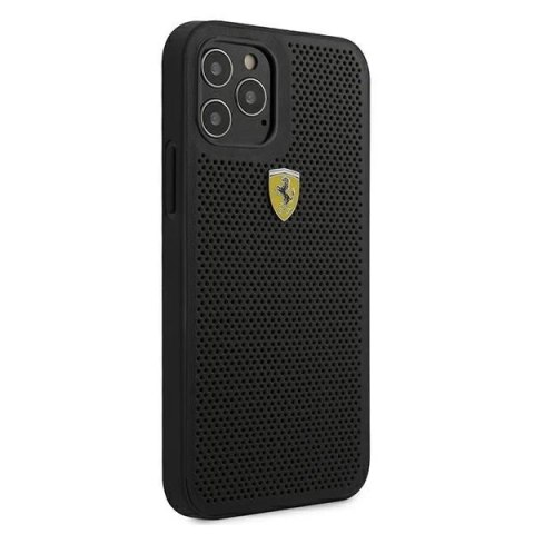 Etui na telefon Ferrari iPhone 12/12 Pro 6,1" czarny/black hardcase On Track Perforated