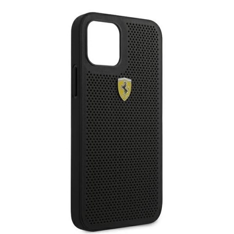 Etui na telefon Ferrari iPhone 12/12 Pro 6,1" czarny/black hardcase On Track Perforated