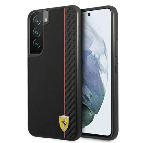 Tui na telefon Ferrari Hardcase do Samsung Galaxy S22 czarny/black hardcase On Track Carbon Stripe