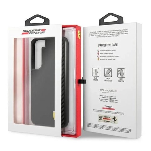 Tui na telefon Ferrari Hardcase do Samsung Galaxy S22 czarny/black hardcase On Track Carbon Stripe