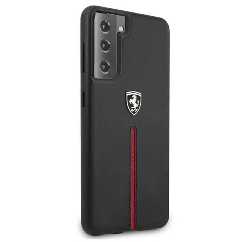 Etui na telefon Ferrari Hardcase do Samsung Galaxy S21 Plus czarny/black hardcase Off Track Leather Nylon Stripe