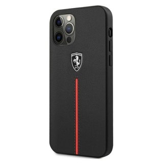 Etui na telefon Ferrari iPhone 12 Pro Max czarny/black hardcase Off Track Leather Nylon Stripe