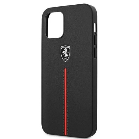 Etui na telefon Ferrari iPhone 12 Pro Max czarny/black hardcase Off Track Leather Nylon Stripe