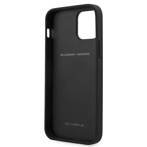 Etui na telefon Ferrari iPhone 12 Pro Max czarny/black hardcase Off Track Leather Nylon Stripe