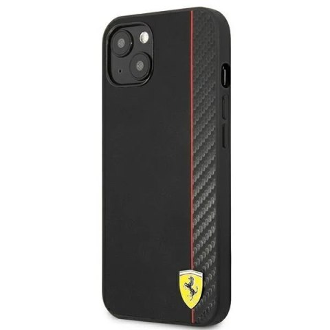 Etui na telefon Ferrari iPhone 13 6,1" czarny/black hardcase On Track Carbon Stripe