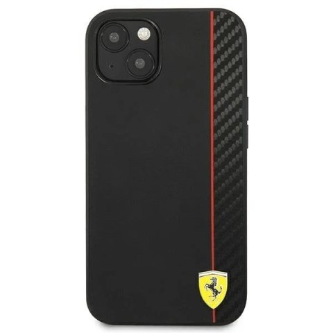 Etui na telefon Ferrari iPhone 13 6,1" czarny/black hardcase On Track Carbon Stripe