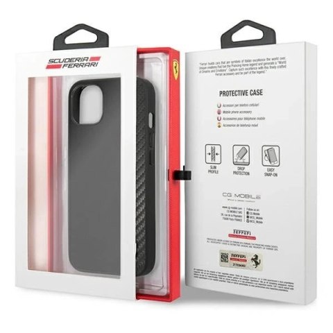 Etui na telefon Ferrari iPhone 13 6,1" czarny/black hardcase On Track Carbon Stripe